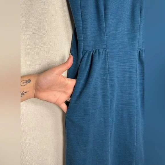 Madewell Keynote Ponte Fit and Flare Sleeveless Blue Dress Small - Picture 6 of 8